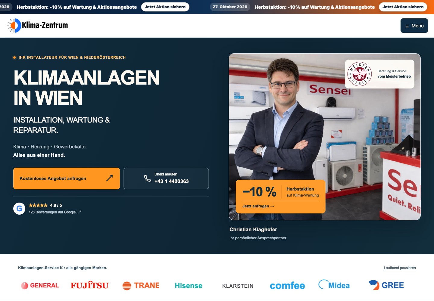 Website von Klima Zentrum