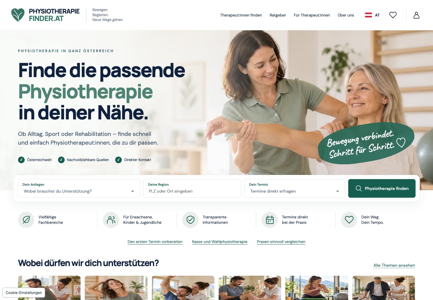 Website von Physiotherapie Finder
