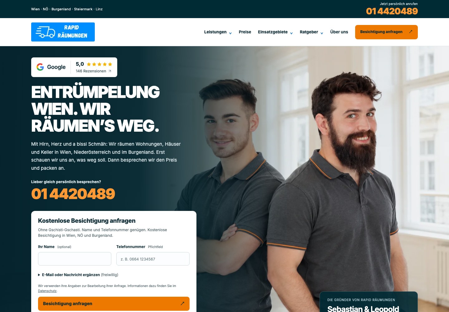 Website von Rapid Räumungen