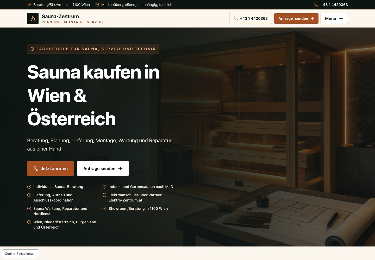 Website von Sauna Zentrum